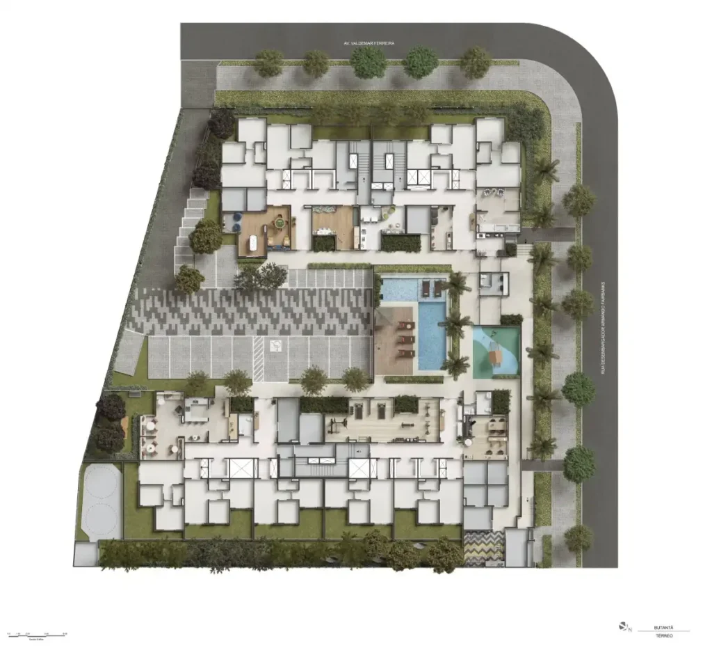 Implantação térreo condomínio Viva Benx Butantã - Residencial — 2 quartos em Butantã