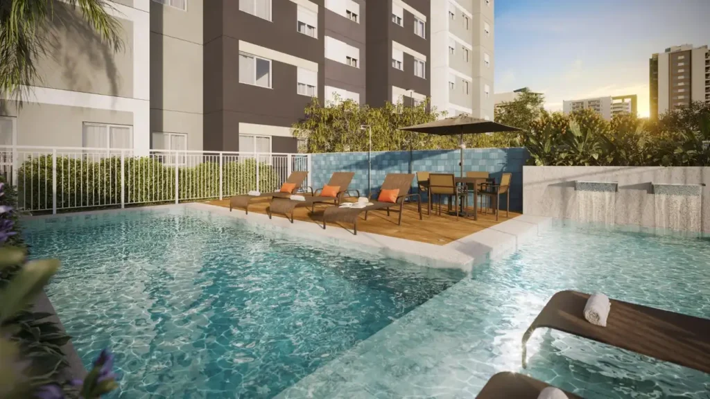 Apartamento 2 quartos Butantã — Piscina adulto com deck molhado e cascatas do Viva Benx Butantã - Residencial