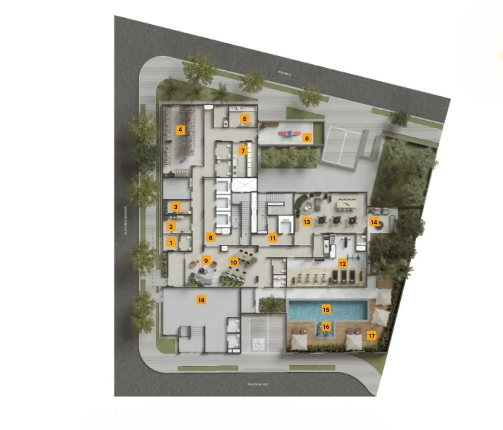 Implantação condomínio Today Paulista - Residencial — 1 quartos em Liberdade