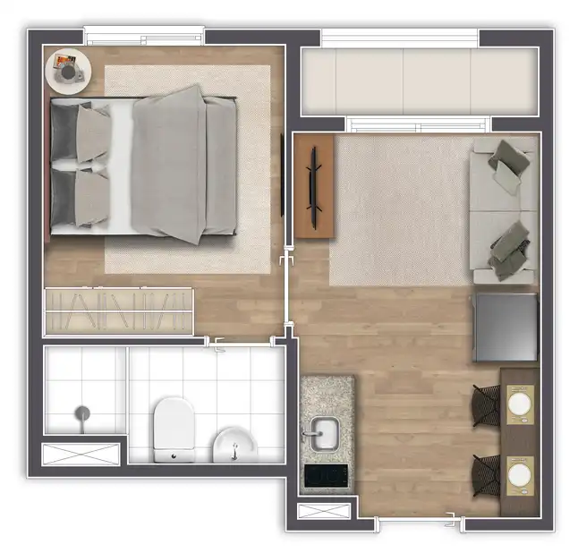 Apartamento 1 quartos 24m² em Mooca — planta Mundo Apto Mooca