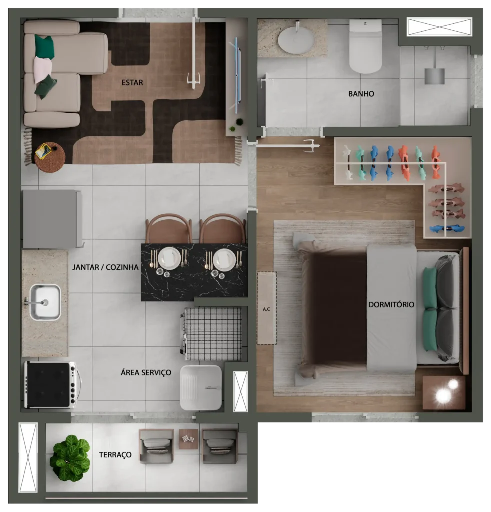 Apartamento 1 quartos 27m² em Rio Pequeno — planta Bliss Concept