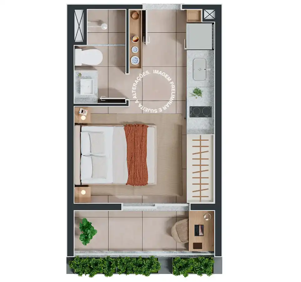 Apartamento 1 quartos 22m² em Santa Cecília — planta Nex One Angélica - Residencial