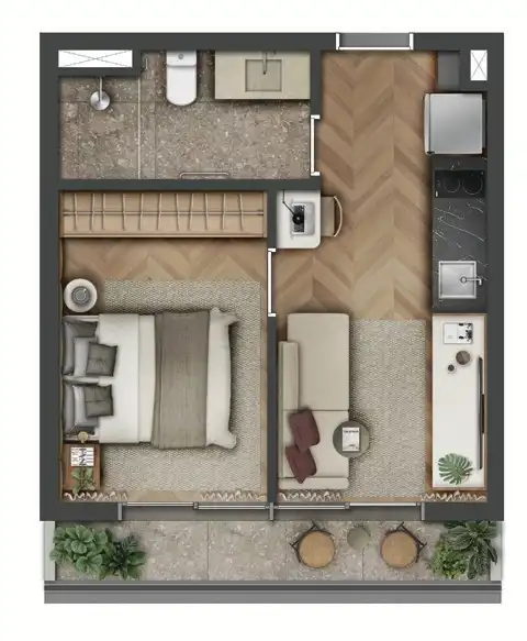 Apartamento 1 quartos 33m² em Pinheiros — planta 1800 Oscar Pinheiros - NR
