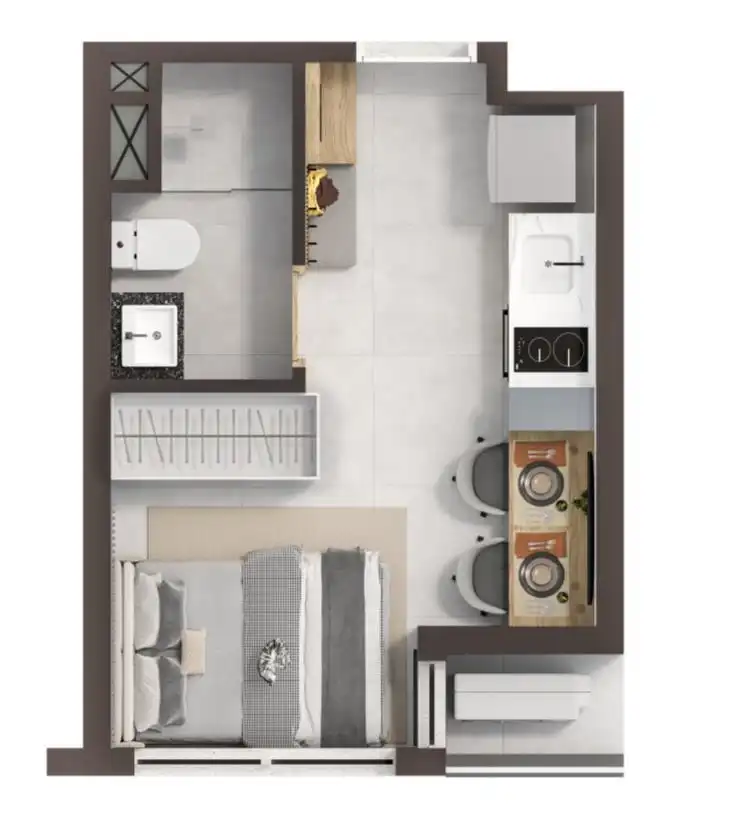 Apartamento 1 quartos 17m² em Pinheiros — planta Vitacon Mourato Coelho - Residencial