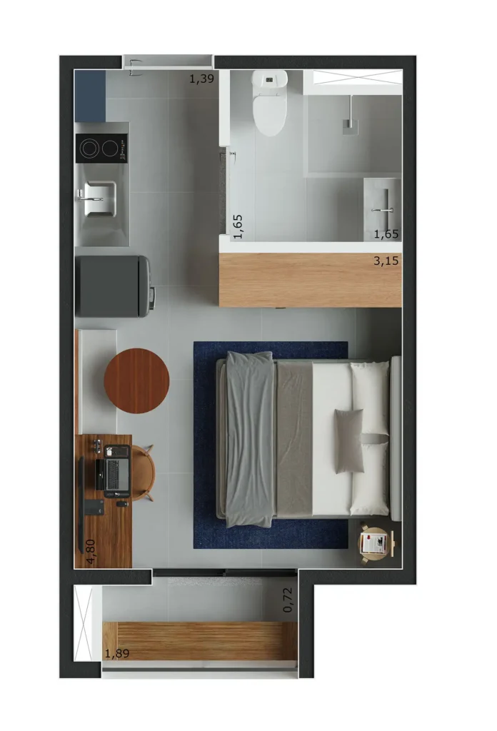 Apartamento 1 quartos 80m² em Santa Cecília — planta Nurban Barão de Campinas - Residencial