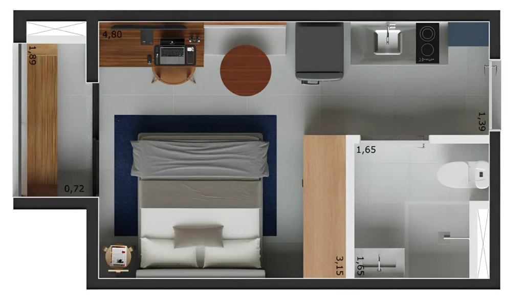 Apartamento 1 quartos 18m² em Santa Cecília — planta Nurban Barão de Campinas - NR