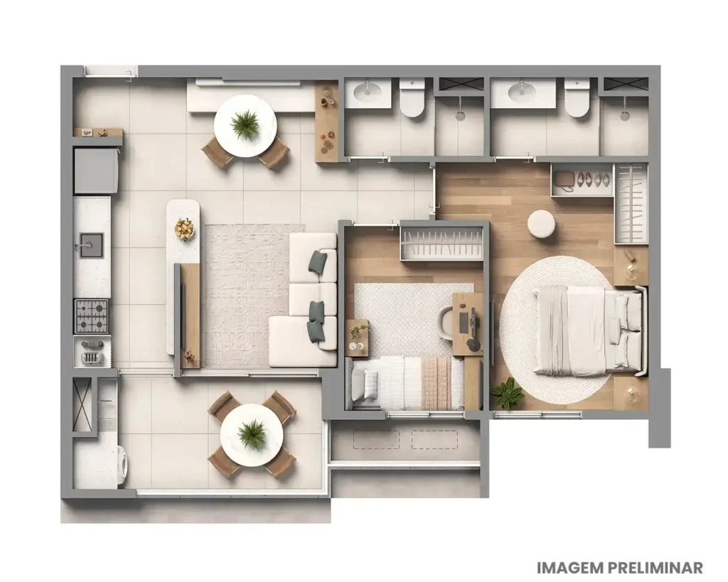 Apartamento 2 quartos 58m² em Sumarezinho — planta Almadá Vila Madalena - Residencial