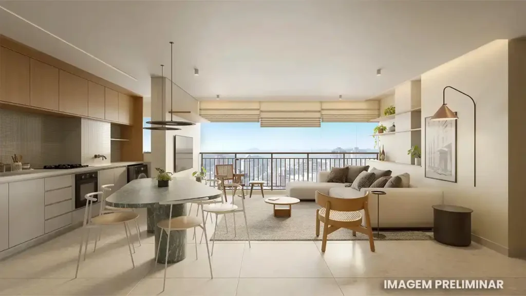 Almadá Vila Madalena - Residencial (Sinco SP): Living — 2-3 quartos em Sumarezinho, São Paulo