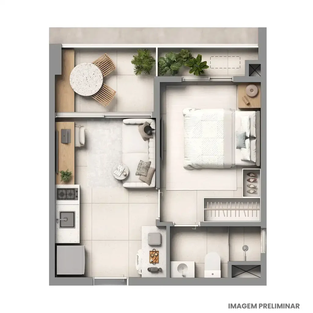 Apartamento 1 quartos 30m² em Sumarezinho — planta Almadá Vila Madalena - Studios