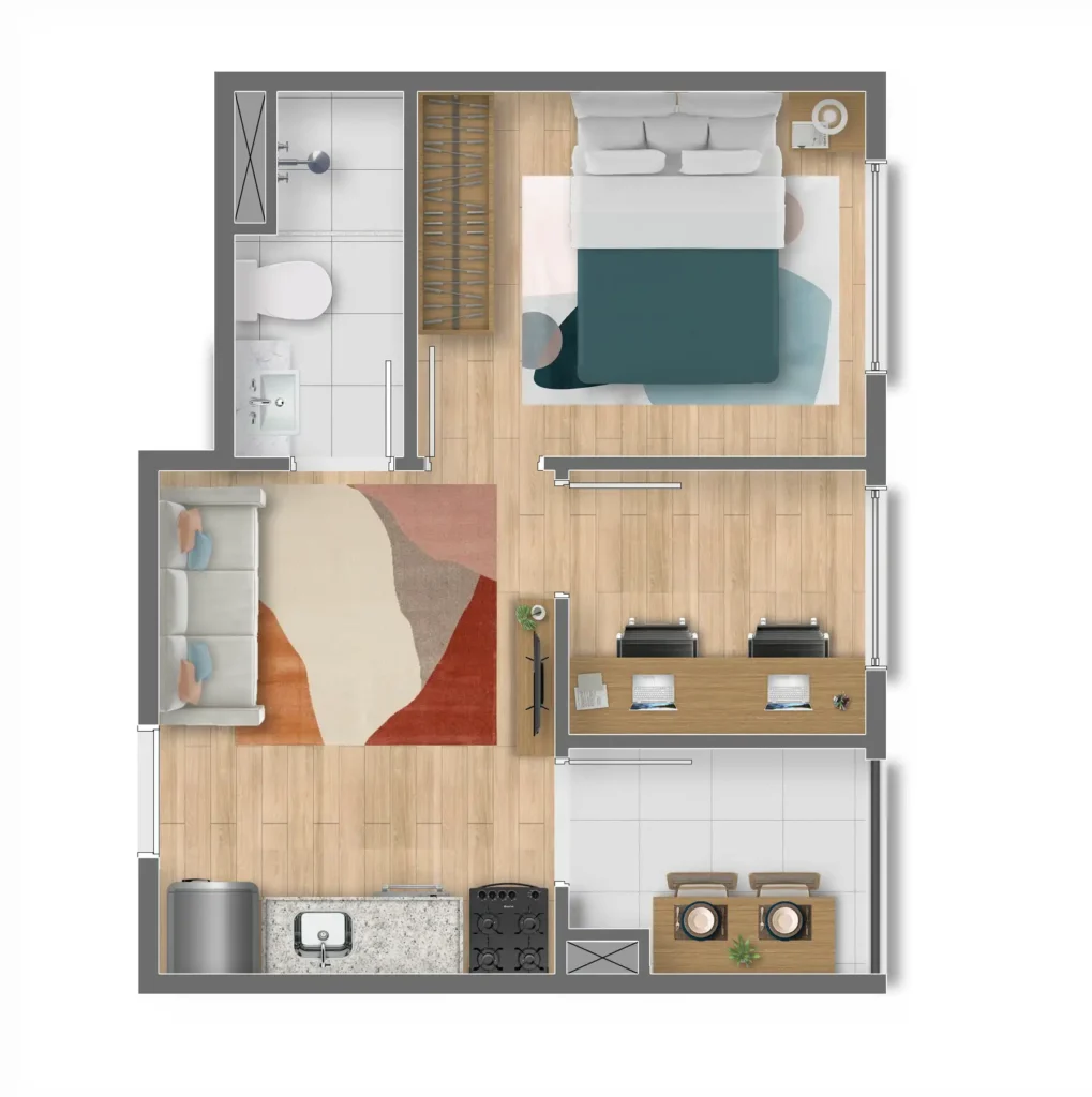 Apartamento 1 quartos 28m² em Vila Romana — planta Maskan Vila Romana - NR