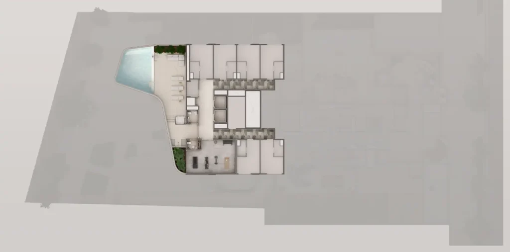 Implantação condomínio Verah Jardins Design Studios - NR — 1 quartos em Pinheiros