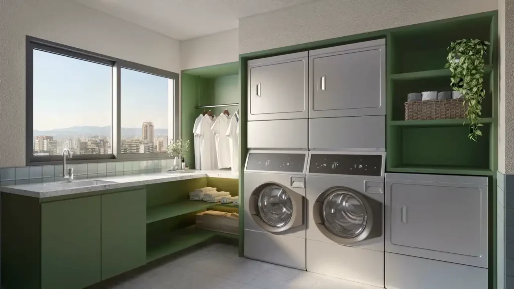 Em construção Pinheiros: Lavanderia Alberito - NR, 1 quartos 43-54m²