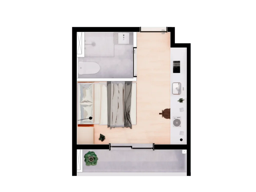 Apartamento 1 quartos 08m² em Santa Cecília — planta Nurban Rua das Palmeiras - Residencial