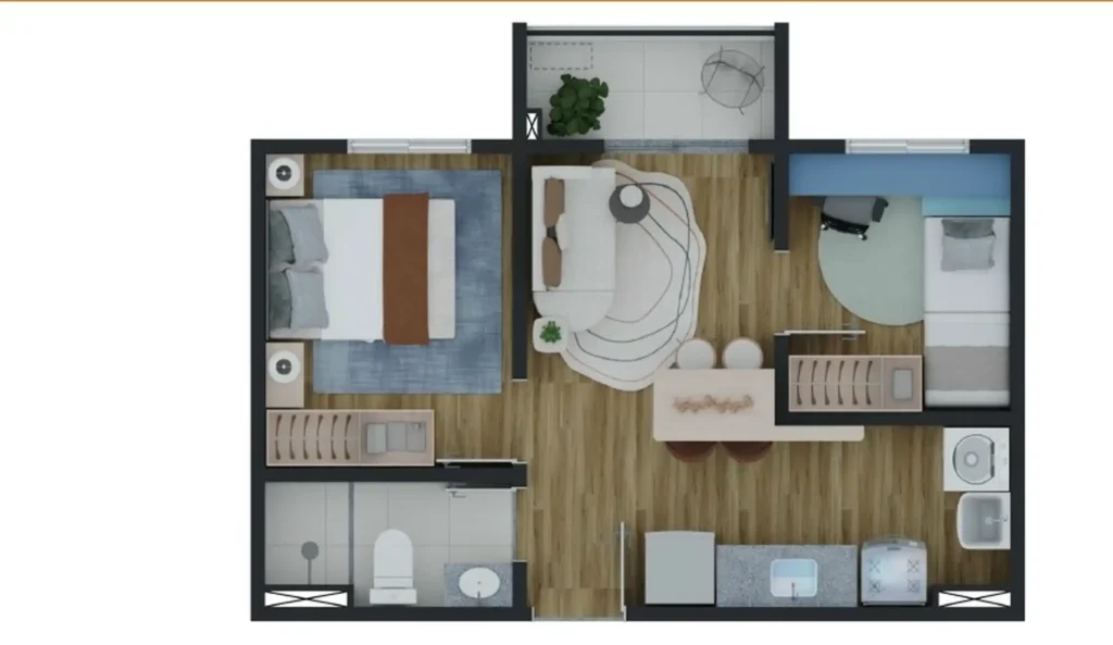 Apartamento 2 quartos 38m² em Água Branca — planta M.Lar Santa Marina - Fase 1