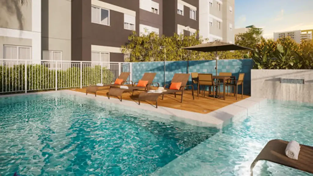 Apartamento 1-2 quartos Butantã — Piscina adulto com deck molhado e cascatas do Viva Benx Butantã - NR