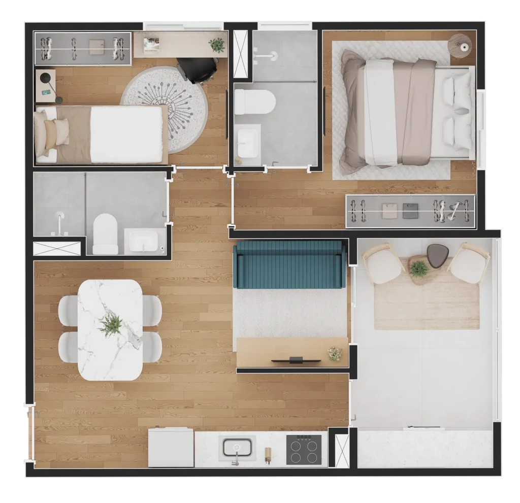 Apartamento 2 quartos 58m² em Vila Mariana — planta Influencer Vila Mariana