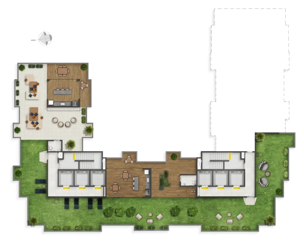 Implantação rooftop condomínio Novvo Santa Marina - Fase 1 — 1-2 quartos em Água Branca