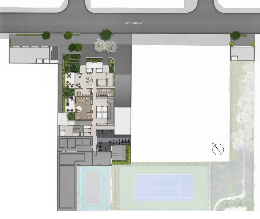 Implantação térreo condomínio Haus Mitre Edition NY Soho - NR — 2 quartos em Brooklin Novo