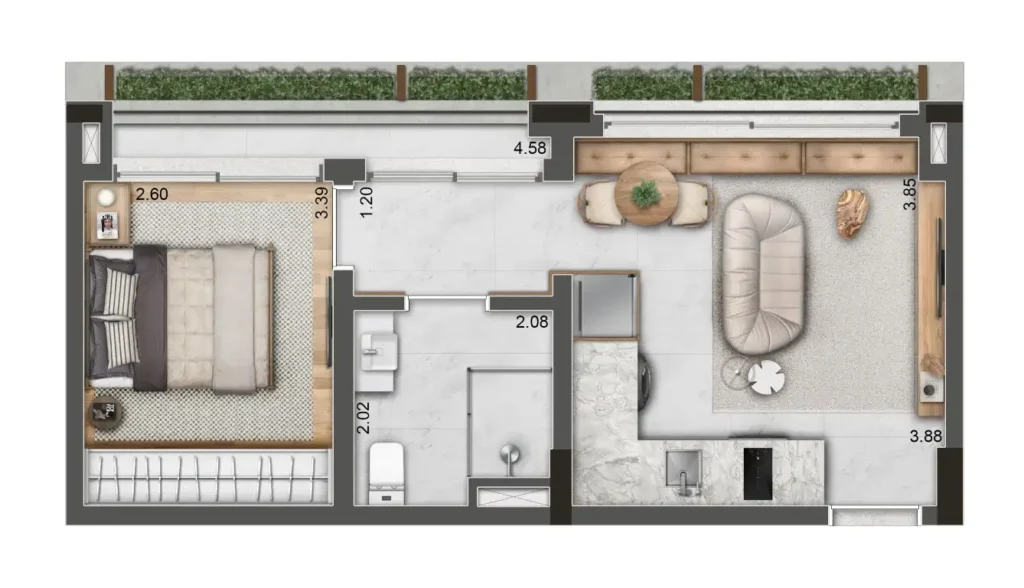 Apartamento 1 quartos 84m² em Itaim Bibi — planta 177 Jerônimo - Residencial