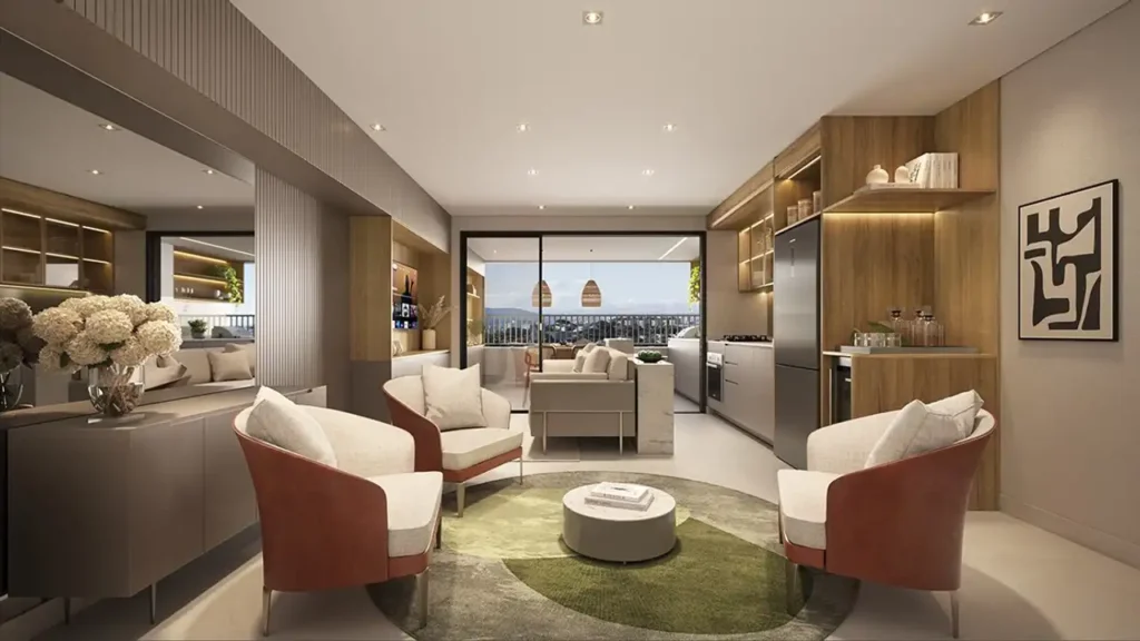 Villa Chácara Inglesa Chácara Inglesa, São Paulo — Living do apartamento de 69m² - opção, apartamento 2 quartos 69-78m²