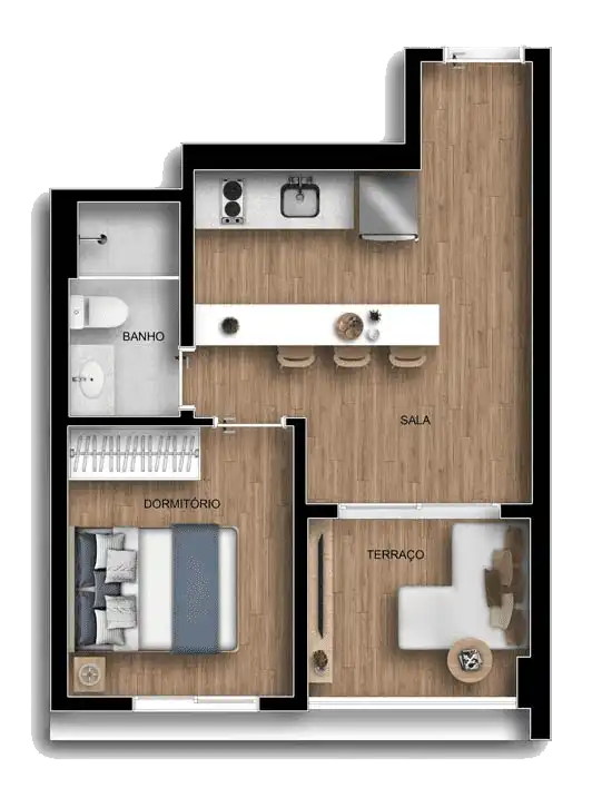 Apartamento 1 quartos 35m² em Praça da Árvore — planta Viccino