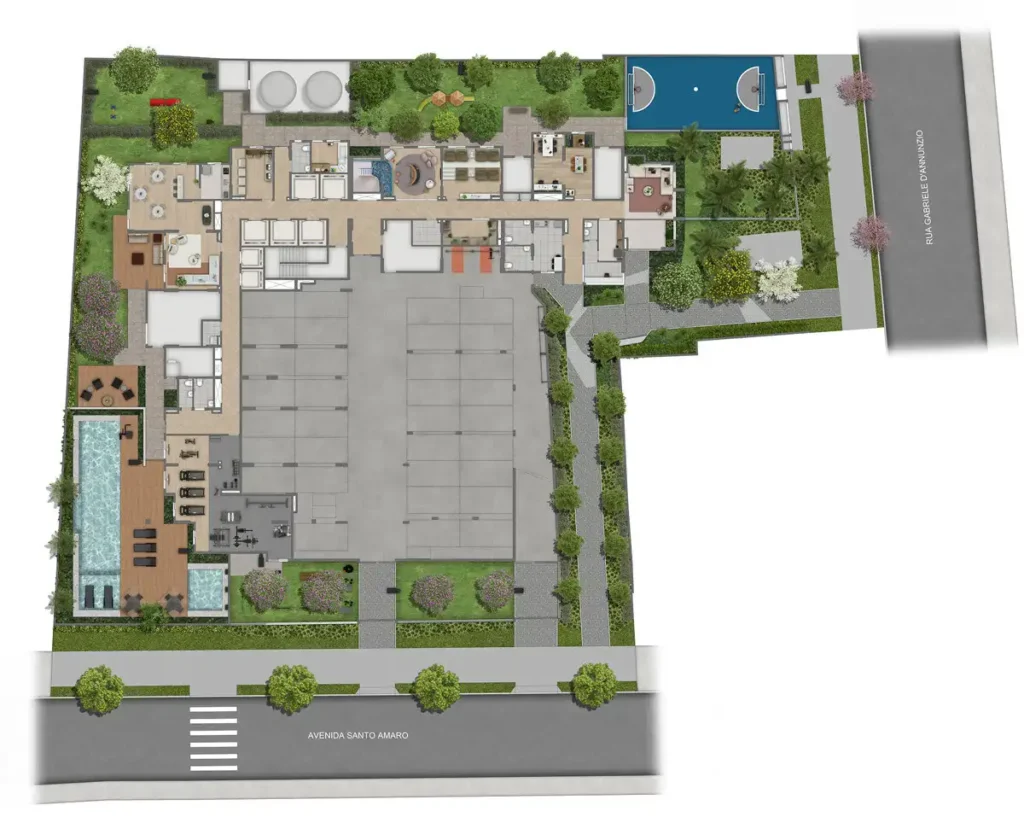 Implantação condomínio Viva Benx Estação Campo Belo - Residencial — 2 quartos em Campo Belo