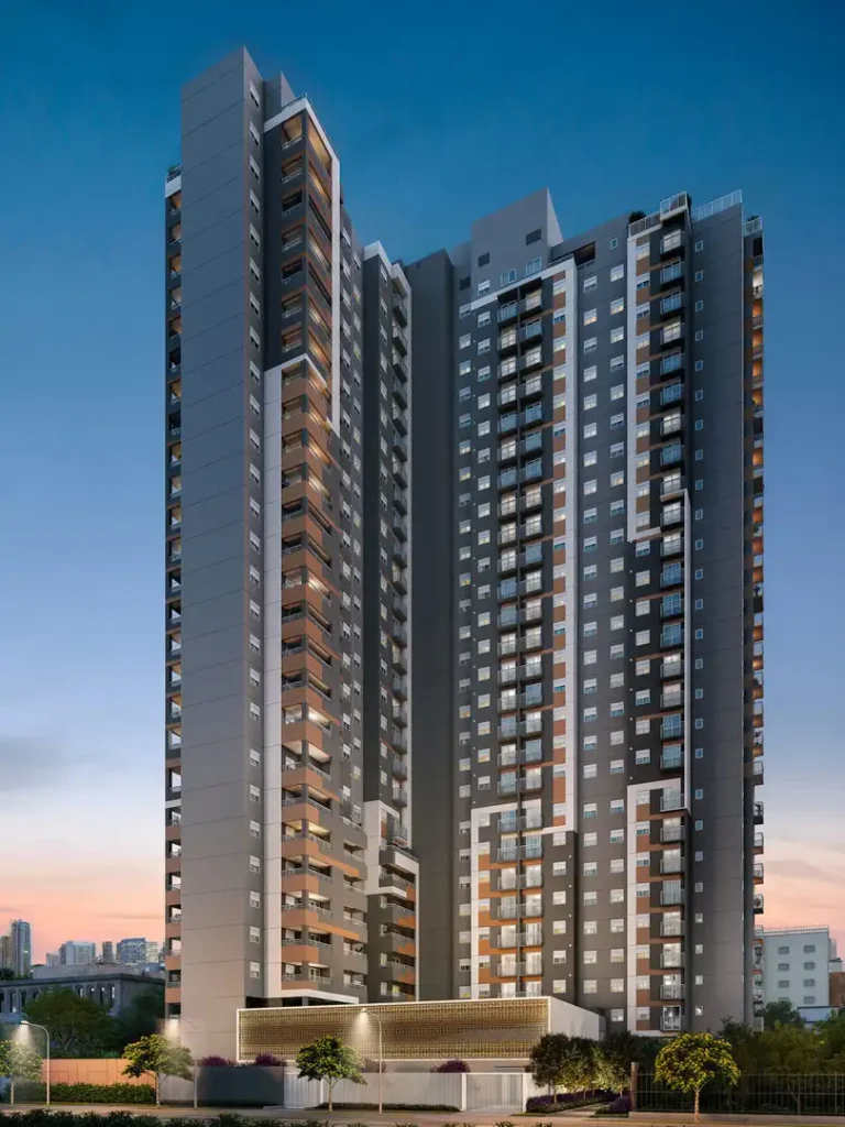 Fachada Viva Benx Estação Campo Belo - Residencial — apartamento 2 quartos, Em construção em Campo Belo