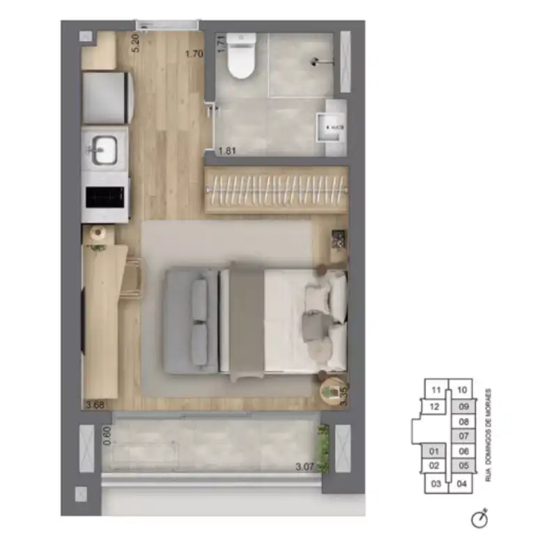 Apartamento 1 quartos 24m² em Vila Mariana — planta Helbor Patteo Vila Mariana Life & Offices - NR