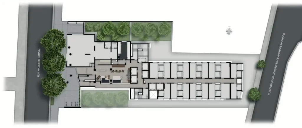 Implantação condomínio Vitacon Maestro Cardim - Residencial — 1 quartos em Liberdade