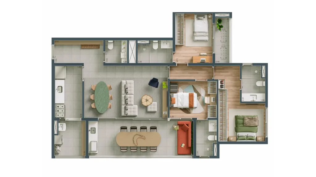 Apartamento 3 quartos 123m² em Vila Clementino — planta Maison Diogo By Fibra - Residencial