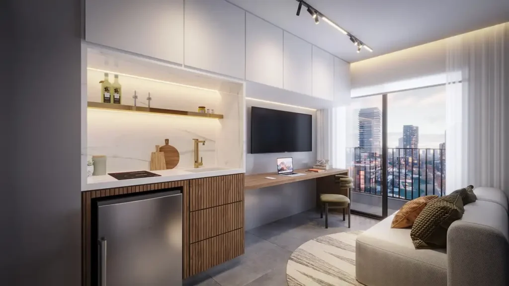 Vitacon Alto de Pinheiros Vila Ipojuca, São Paulo — Living, apartamento 1 quartos 18-24m²