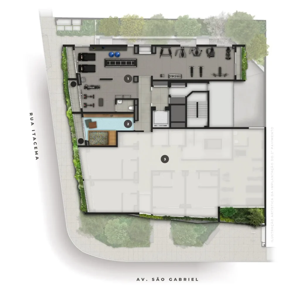 Implantação 2 condomínio Orla Paulistana - Residencial — 3 quartos em Itaim Bibi