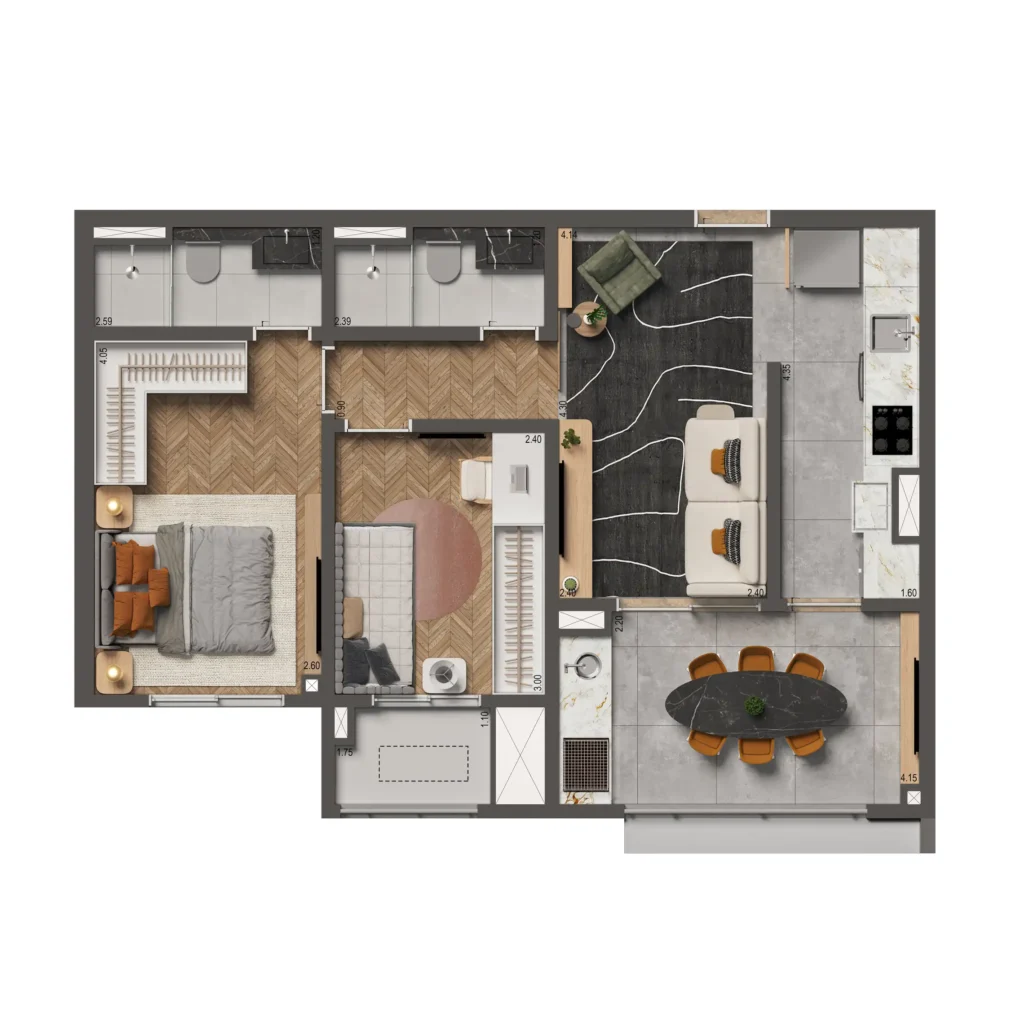 Apartamento 2 quartos 62m² em Aclimação — planta High Line By Living