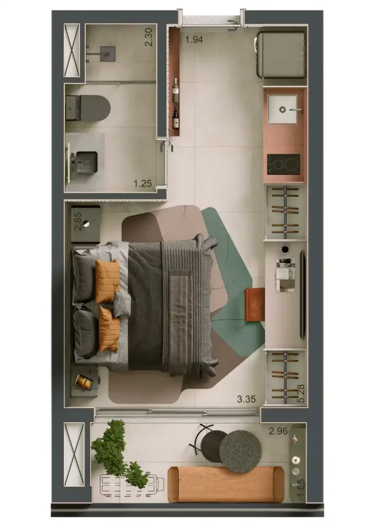 Apartamento 1 quartos 25m² em Vila Clementino — planta Maison Diogo Premium Studios - Residencial