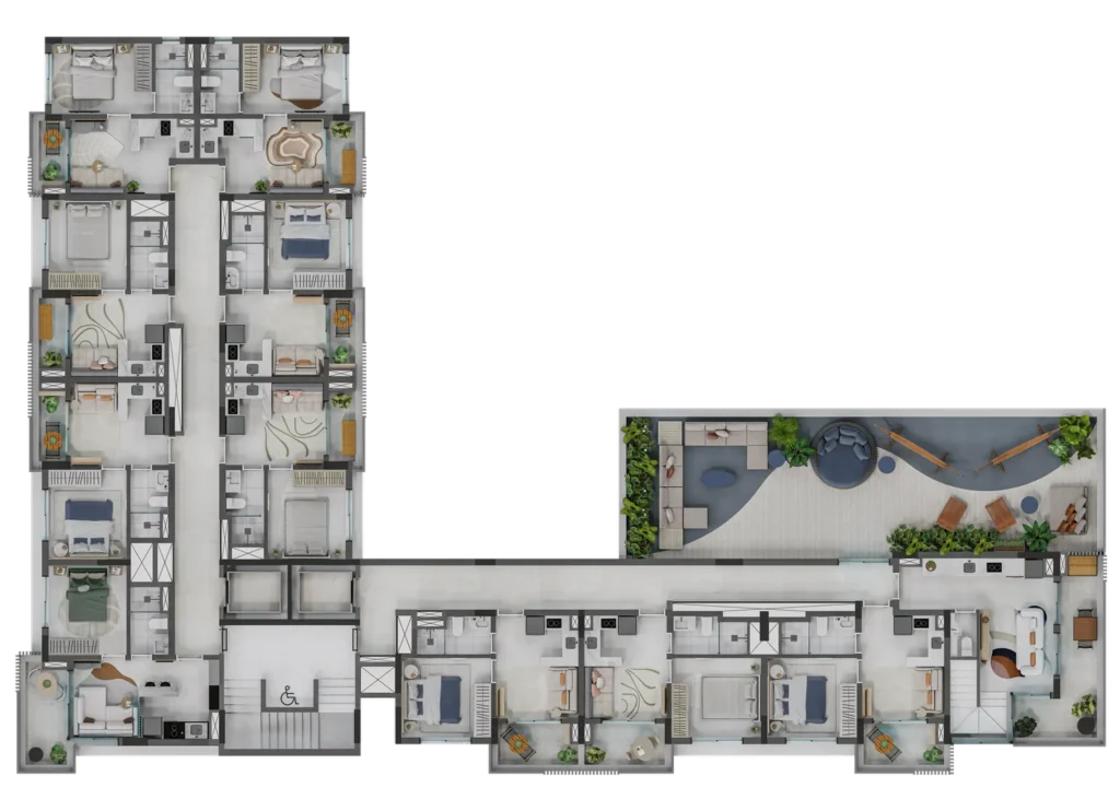 Implantação 03 condomínio Verde Città - Residencial — 1 quartos em Consolação