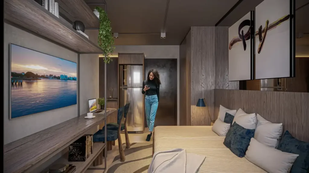 Vitacon Vila Olímpia - Residencial Vila Olímpia, São Paulo — Living, apartamento 1 quartos 17-55m²