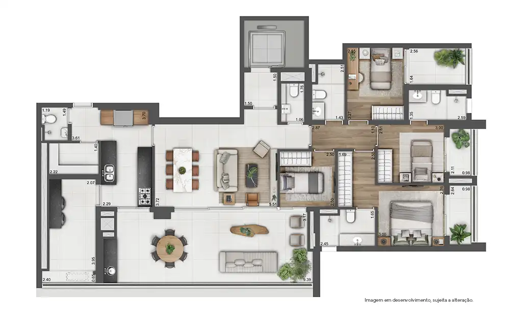 Apartamento 4 quartos 171m² em Brooklin Novo — planta Arizona 1002