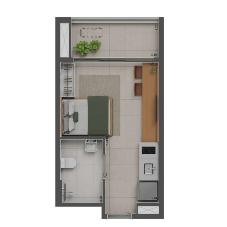 Apartamento 1 quartos 27m² em Brooklin Novo — planta Voga Flórida - NR