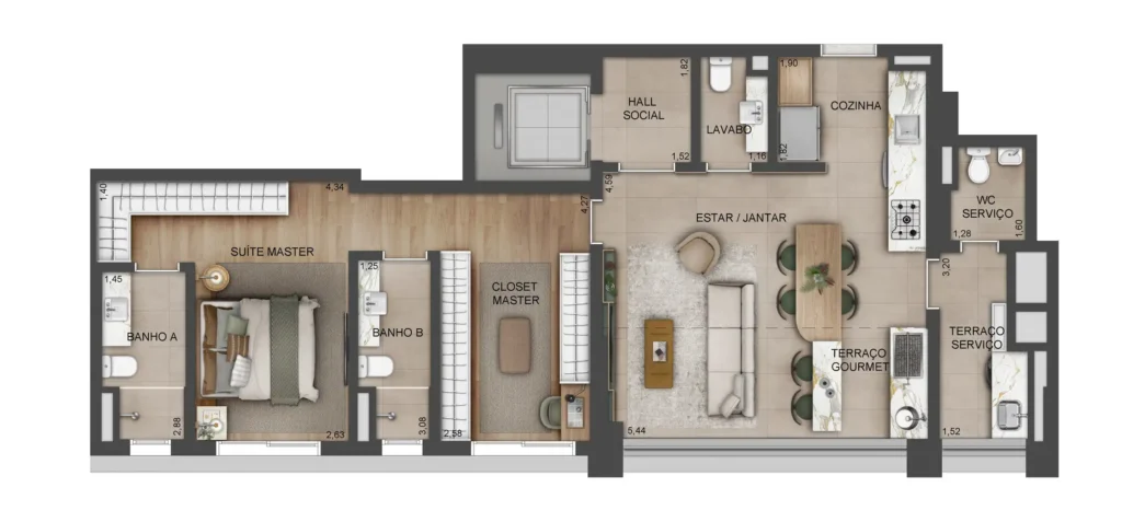 Apartamento 1 quartos 98m² em Paraíso — planta Lindenberg Reserva Paraíso