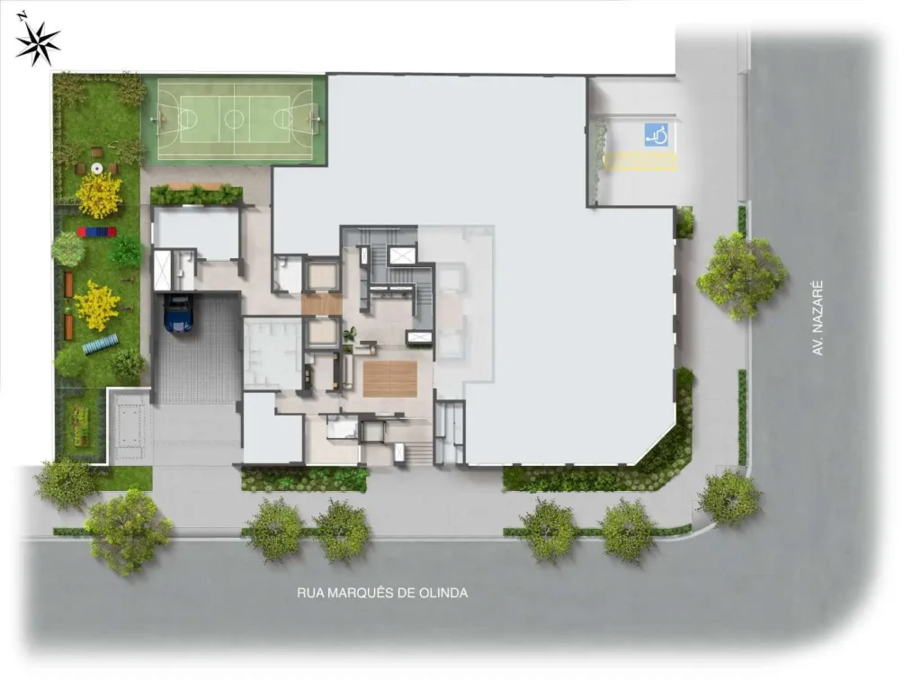 Implantação térreo condomínio Arch Nazaré Urban - NR — 1 quartos em Vila Dom Pedro I