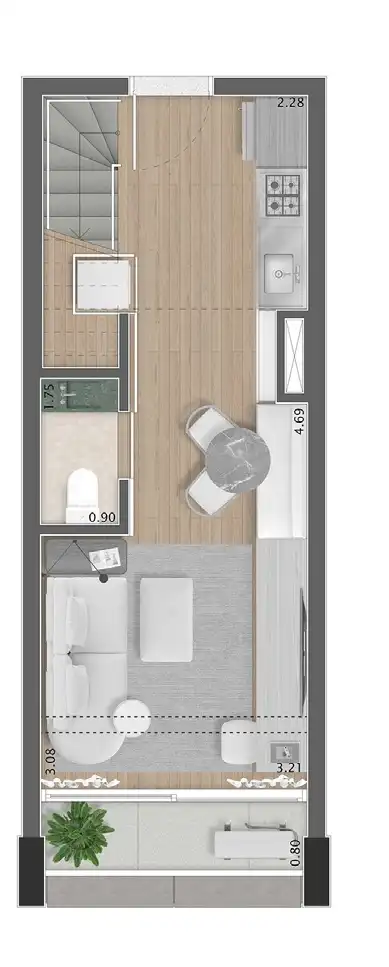 Apartamento 1 quartos 53m² em Cerqueira César — planta Haddock 167