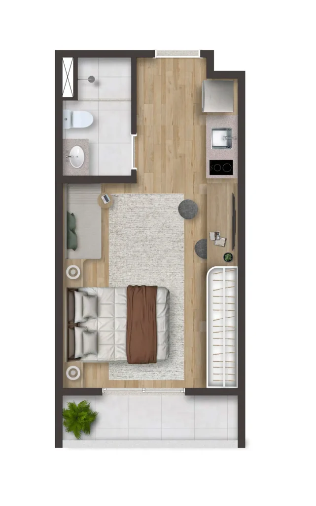 Apartamento 1 quartos 23m² em Consolação — planta Nex One Parque Augusta - Residencial