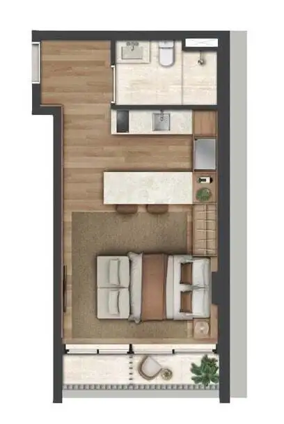 Apartamento 1 quartos 35m² em Moema — planta Vogel Moema - NR