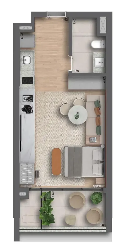 Apartamento 1 quartos 41m² em Brooklin Paulista — planta BRK by Helbor - Residencial