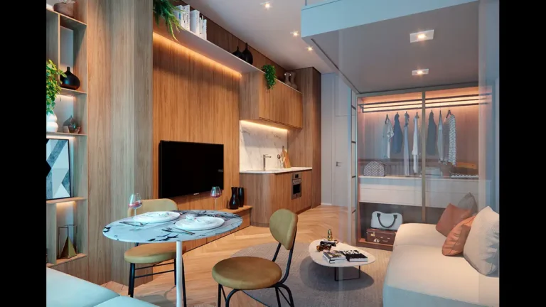 Apartamento 1-2 quartos Jardim América — Living do GIO Jardins - NR
