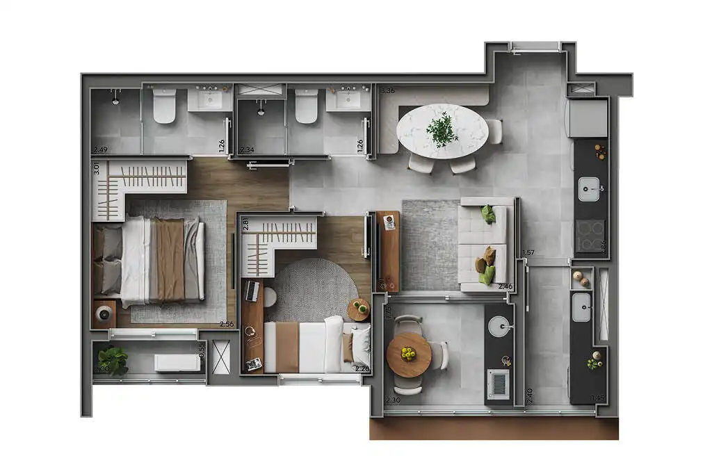 Apartamento 2 quartos 54m² em Chácara Klabin — planta Astro Klabin