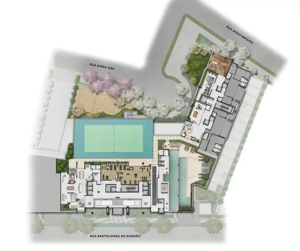 Implantação condomínio The Palace Royal — 2-4 quartos em Vila Mariana
