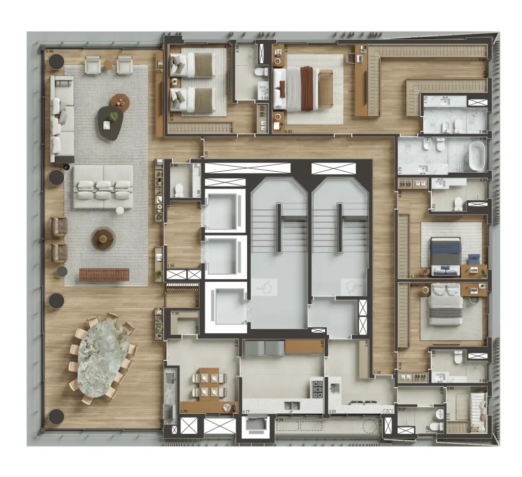 Apartamento 4 quartos 317m² em Moema — planta Singular Ibirapuera