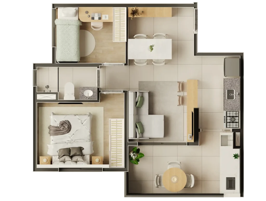 Apartamento 2 quartos 43m² em Saúde — planta Domus Jardim da Saúde