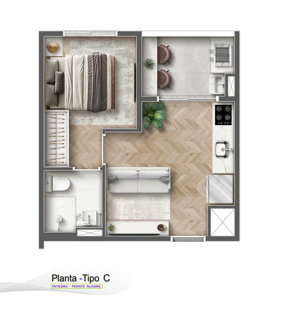 Apartamento 1 quartos 21m² em Perdizes — planta In Perdizes